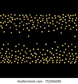 Gold shine texture on a black background. A splendid Christmas background. Abstraction of golden confetti on a black background. Element of design. Vector illustration. EPS 10.