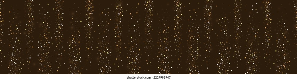 Fondo Panorámico De Lujo Vector Dorado. Espectacular patrón de Confetti. Papel tapiz de papel de la secuencia de oro. Tarjeta Círculo festivo.