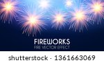 Gold Shining Fireworks in Soft Blue Sky. Congradulations and Win. Vector illustration