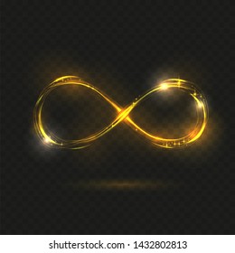 Gold Shining Infinity Symbol. Transparent Sign. Vector Illustration