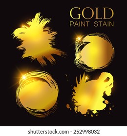 Gold shining paint stains. Vector illustration