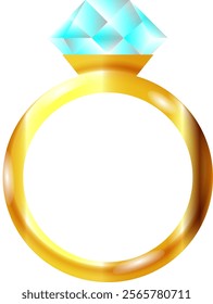 gold shining ring with blue diamond 