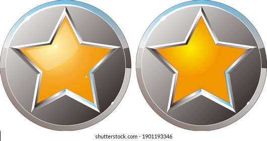 Gold shining star button on off