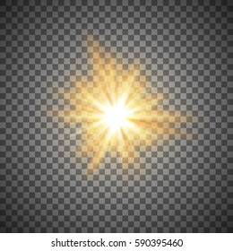 gold shining star or flash isolated on a transparent background