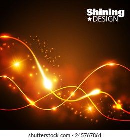 Gold shining wave design. Electric wire. Vector illustration
