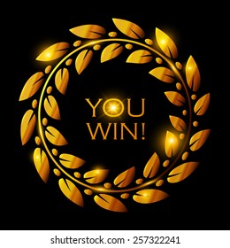 Gold shining winner wreath. Vector illustration