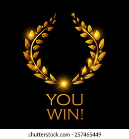 Gold shining winner wreath. Vector illustration