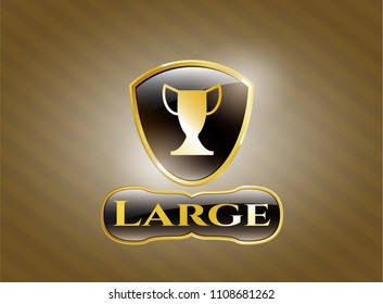  Gold shiny badg Shiny badge with trophy icon and Large text insidee with trophy icon and Large text inside