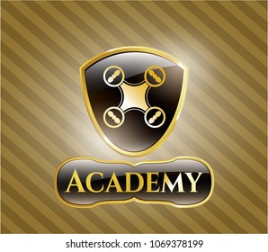  Gold shiny badge with air drone icon and Academy text inside