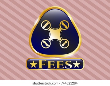  Gold shiny badge with air drone icon and Fees text inside