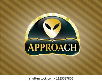  Gold shiny badge with alien icon and Approach text inside