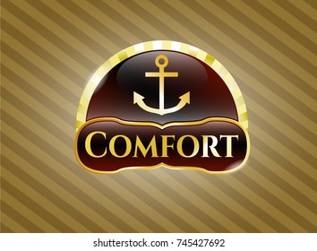 Gold shiny badge with anchor icon and Comfort text inside