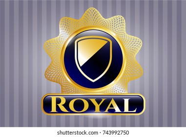  Gold shiny badge with armor icon and Royal text inside