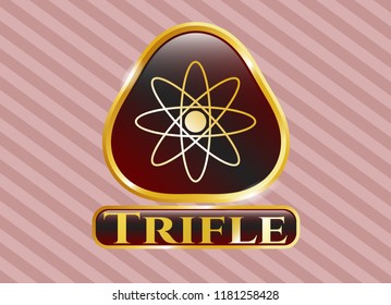  Gold shiny badge with atom icon and Trifle text inside