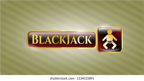  Gold shiny badge with baby icon and BlackJack text inside