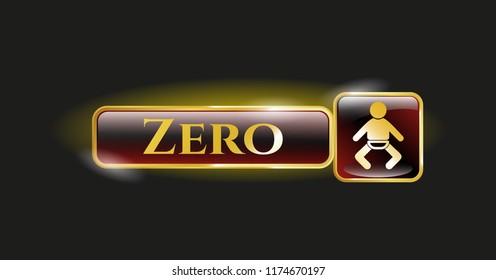  Gold shiny badge with baby icon and Zero text inside