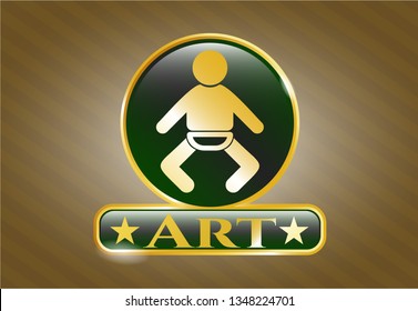  Gold shiny badge with baby icon and Art text inside