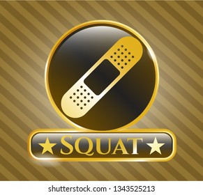  Gold shiny badge with bandage plaster icon and Squat text inside