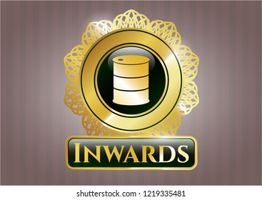  Gold shiny badge with barrel icon and Inwards text inside