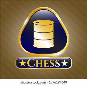  Gold shiny badge with barrel icon and Chess text inside