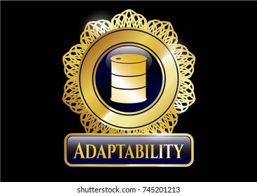  Gold shiny badge with barrel icon and Adaptability text inside