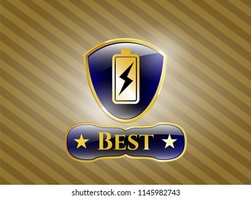  Gold shiny badge with battery charging icon and Best text inside