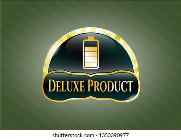  Gold shiny badge with battery icon and Deluxe Product text inside