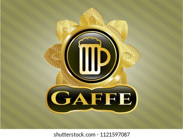  Gold shiny badge with beer jar icon and Gaffe text inside