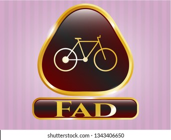  Gold shiny badge with bike icon and Fad text inside