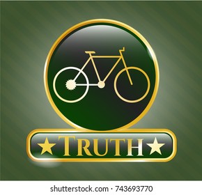  Gold shiny badge with bike icon and Truth text inside