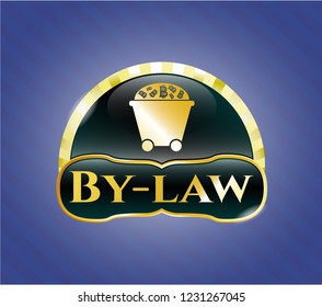  Gold shiny badge with Bitcoin mining trolley icon and By-law text inside