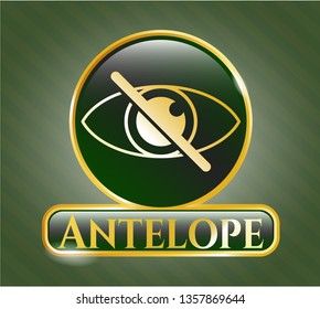  Gold shiny badge with blind icon and Antelope text inside