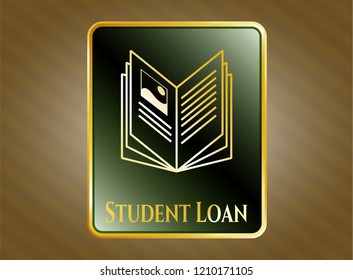  Gold shiny badge with book icon and Student Loan text inside