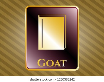  Gold shiny badge with book icon and Goat text inside