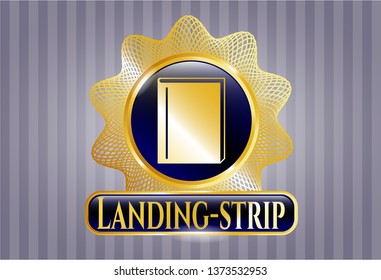  Gold shiny badge with book icon and Landing-strip text inside