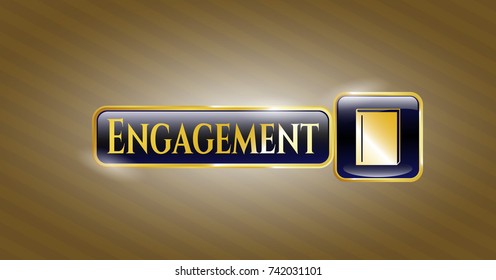  Gold shiny badge with book icon and Engagement text inside