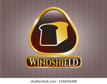  Gold shiny badge with bread icon and Windshield text inside