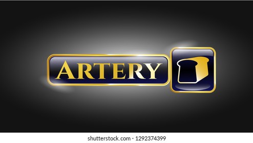  Gold shiny badge with bread icon and Artery text inside