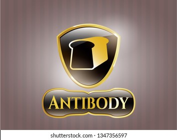  Gold shiny badge with bread icon and Antibody text inside