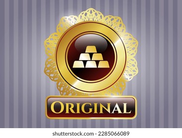 Gold shiny badge with gold bullion icon and Original text inside