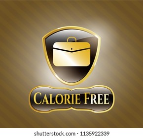  Gold shiny badge with business briefcase icon and Calorie Free text inside