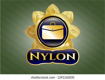  Gold shiny badge with business briefcase icon and Nylon text inside
