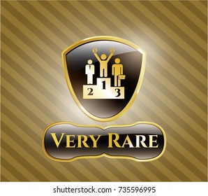  Gold shiny badge with business competition, podium icon and Very Rare text inside