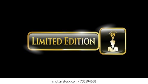  Gold shiny badge with business idea icon and Limited Edition text inside