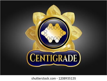  Gold shiny badge with business meeting teamwork icon and Centigrade text inside