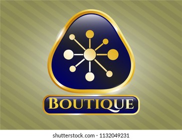  Gold shiny badge with business network icon and Boutique text inside