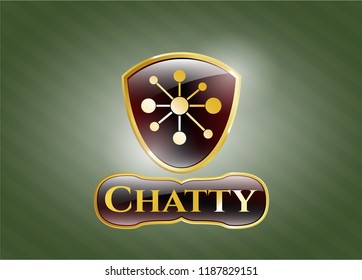  Gold shiny badge with business network icon and Chatty text inside