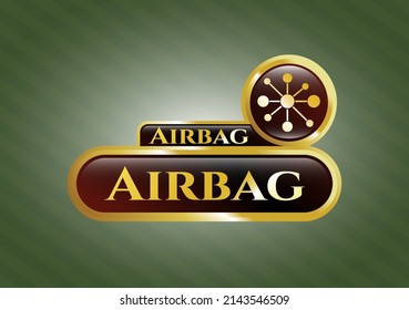 Gold shiny badge with business network icon and Airbag text inside