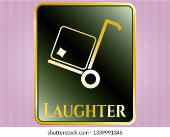  Gold shiny badge with cargo icon and Laughter text inside