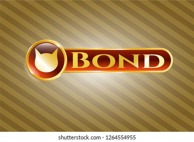  Gold shiny badge with cat face icon and Bond text inside